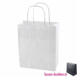 Kraft draagtas bedrukken wit, bedrukte papieren tas, kraft draagtas met logo, goedkope tasjes
