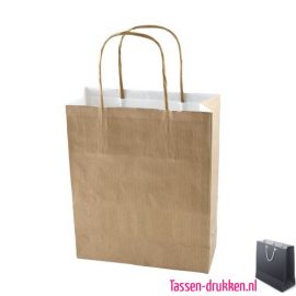 Kraft draagtas color bedrukken naturel, papieren tas bedrukt, bedrukte papieren tas met logo, goedkope papieren tas